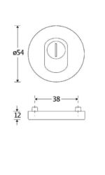 SKG cilinderrozet Elegant BU mat nikkel kernt technische tekening