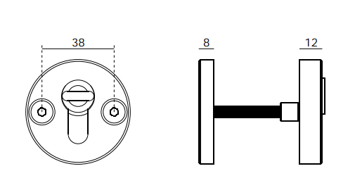 Veiligheidscilinderrozet Rond met kerntrek SGK*** RVS technische tekening 1