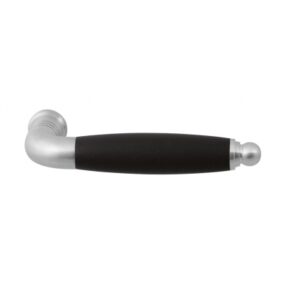 Ika deurkruk RVS matgeborsteld/ zwart gebogen ronde eindknop
