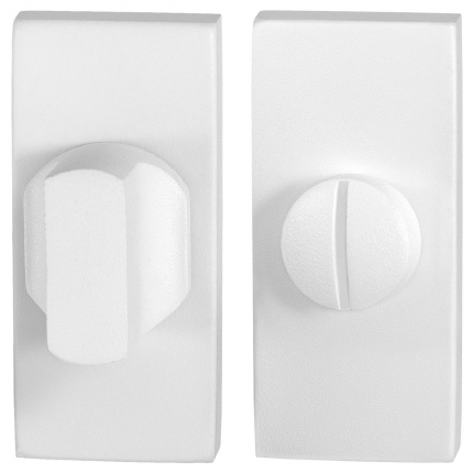 Toiletgarnituur 70x32mm stift 8mm wit grote knop  rechthoekig