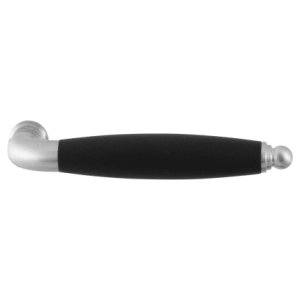 Ika XL deurkruk RVS matgeborsteld/ zwart gebogen ronde eindknop