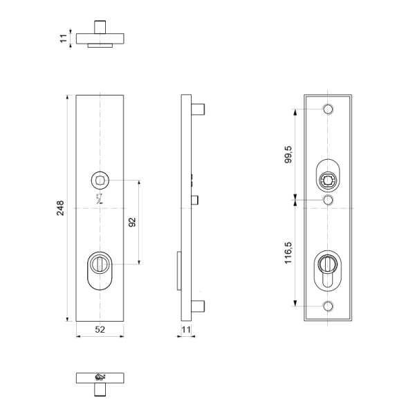 GPF9018.A4 veiligheidsbuitenschild met kerntrekbeveiliging PC92 technische tekening