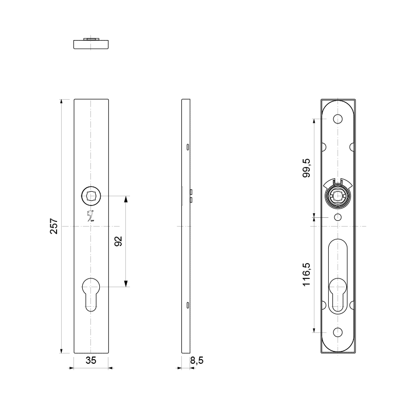 GPF9138.A3 veiligheidsbinnenschild PC92 technische tekening