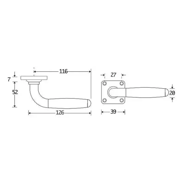 Krukgarnituur Baton / vierkant nikkel glans-Forest Friendly technische tekening