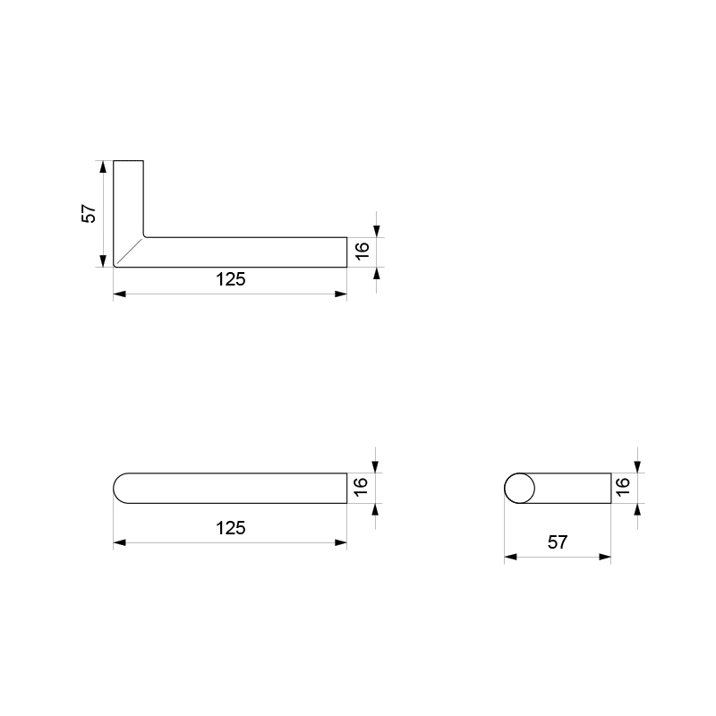 Toi deurkruk RVS matgeborsteld L haaks model 16 mm