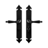 GPF6215.60 smeedijzer zwarte deurkruk Muki op langschild WC55/8, 291x41x4mm