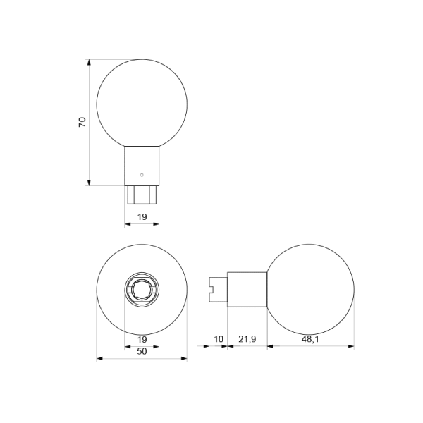 GPF9954.A4 S1 kogelknop technische tekening